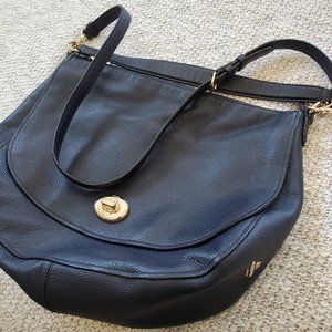 Navy Blue Leather Coach Handbag